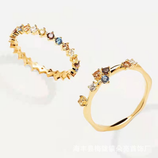 Colorful Gold Filled Bead Dainty Ring