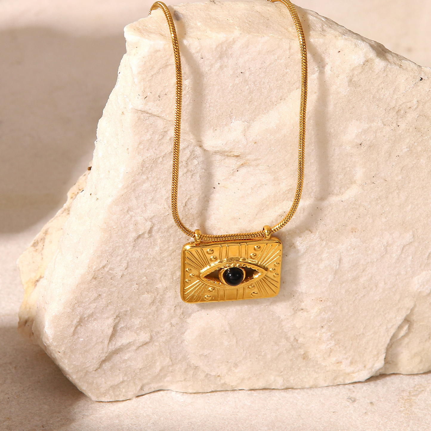 Vintage Evil Eye Gold Plated Pendant Necklace for Women