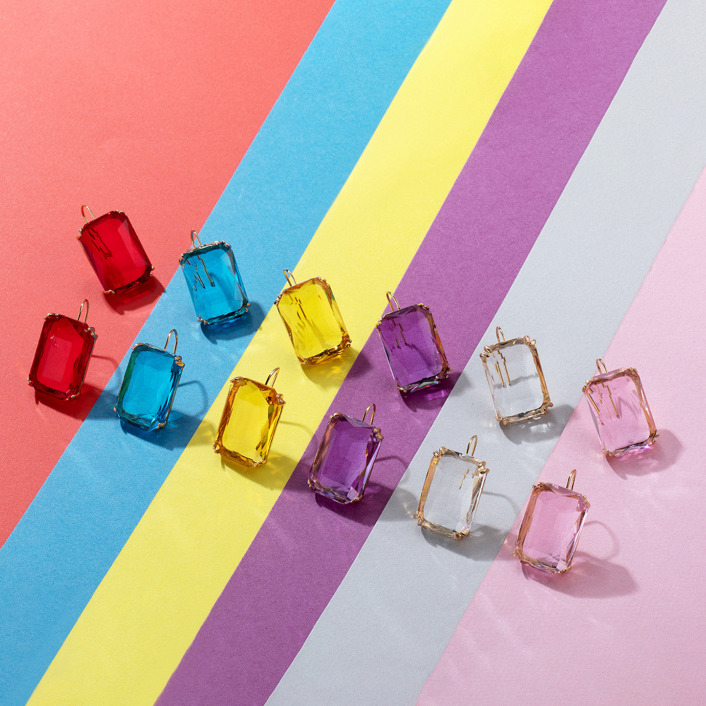 Minimalist Colorful Crystal Drop Earrings for Women