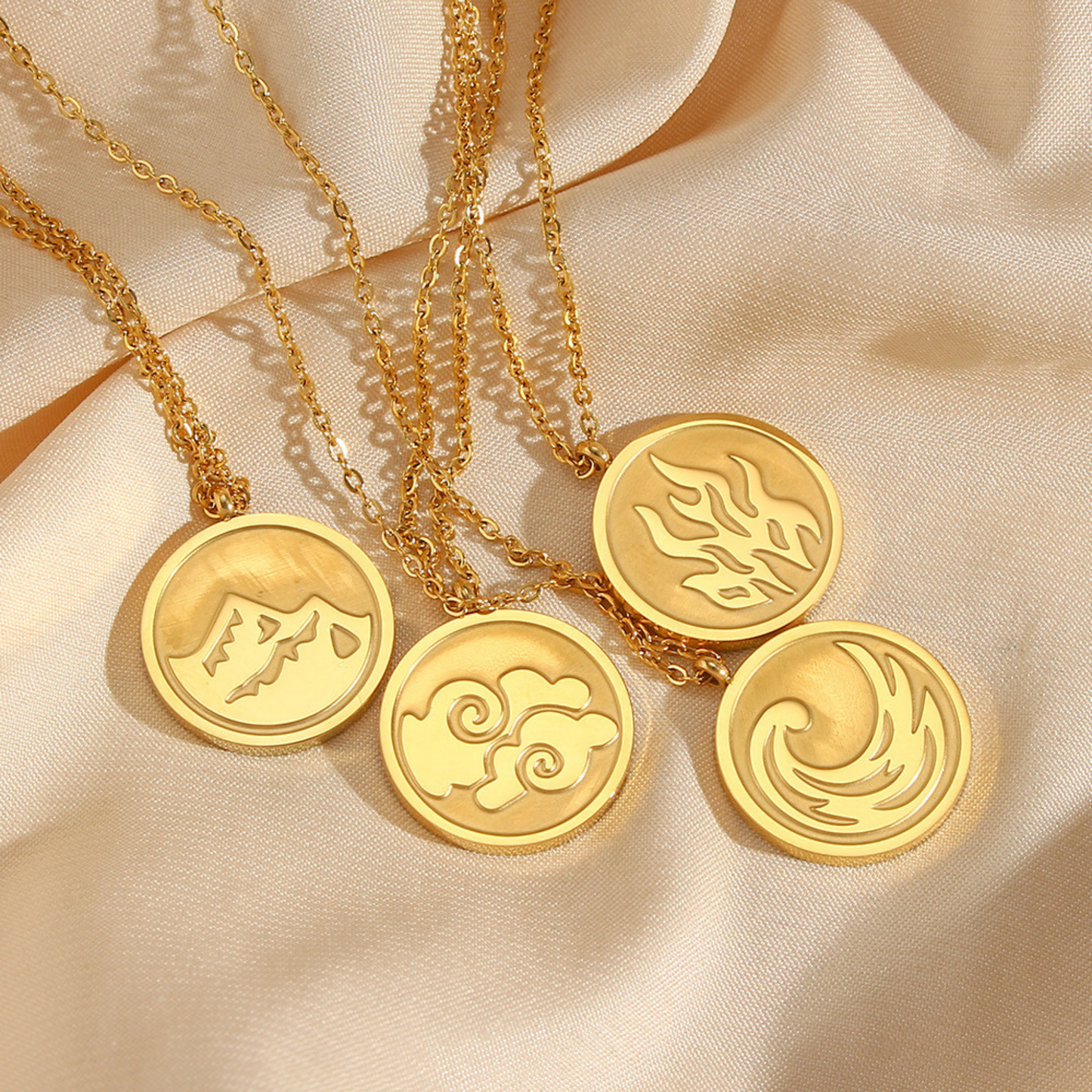 Vintage Gold Abstract Coin Pendant Necklaces for Women