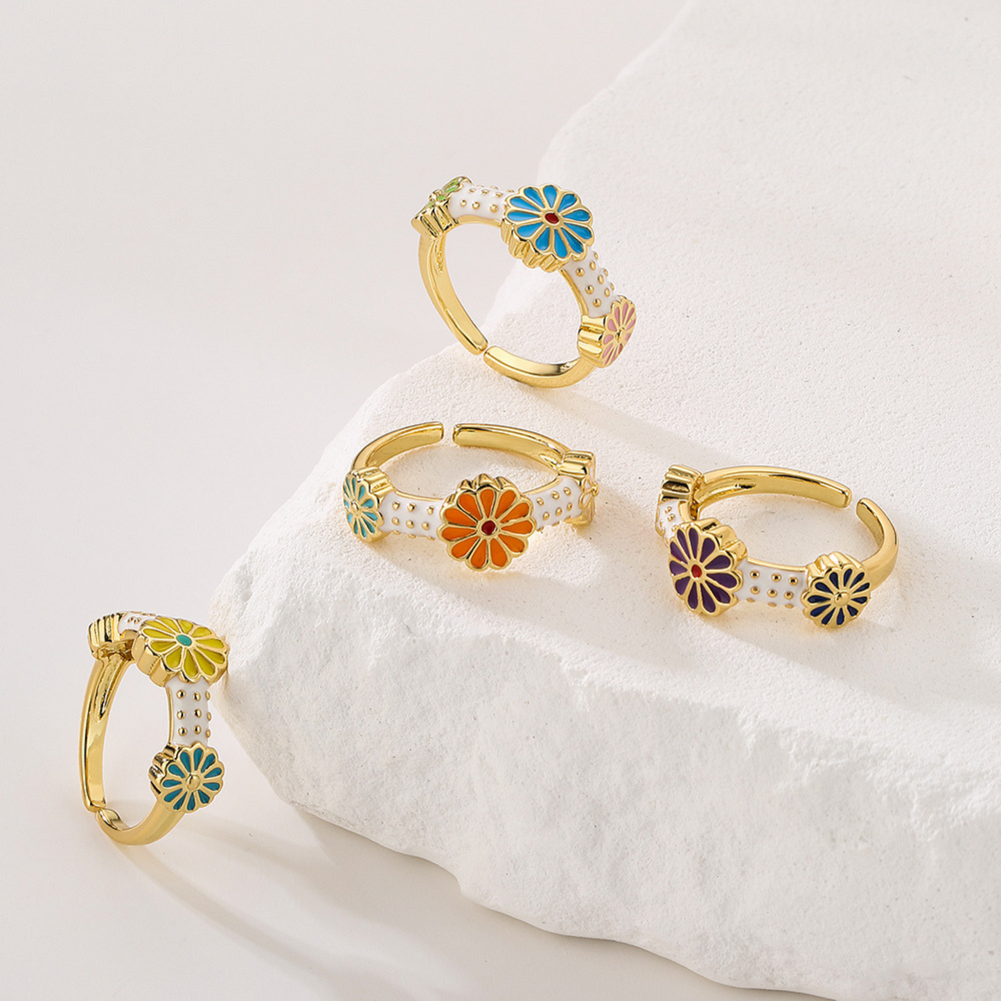 Minimalist Boho Flower Ring for Women