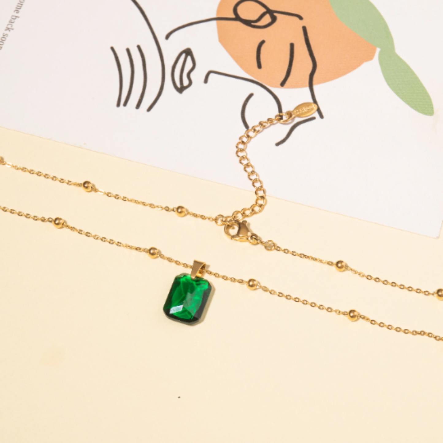 Vintage Green Emerald Zircon Pendent Necklace for Women