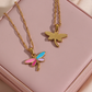 Vintage Colorful Dragonfly Pendant Necklace for Women