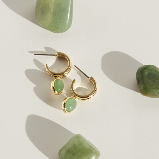 Statement Green Gemstone Drop Earrings for Women