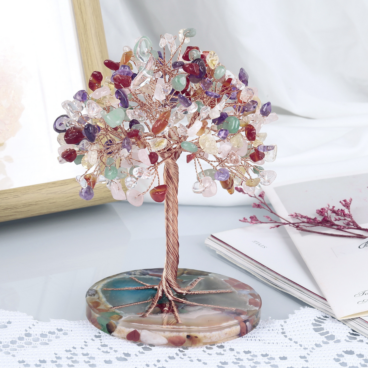Handmade Colorful Crystal Tree Display Table Decor