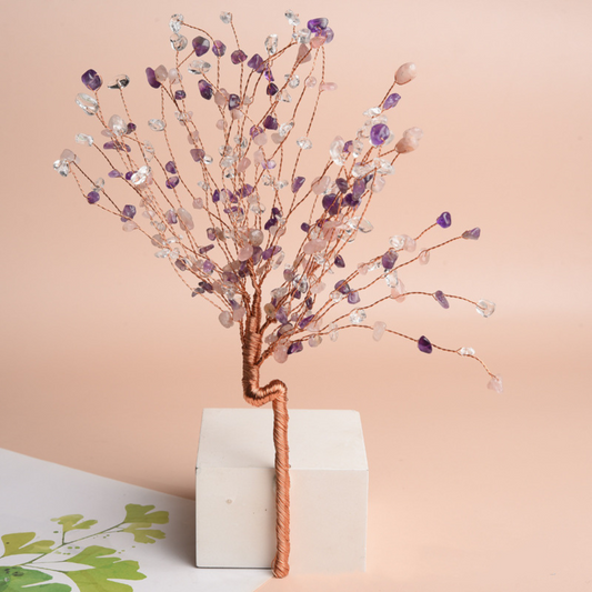 Minimalist Pink and Purple Crystal Tree Branch
