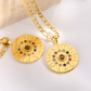 Gold Zodiac Wheel Pendant Necklace for Women