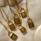 Vintage Gold Lock Letter Pendant Necklace for Women