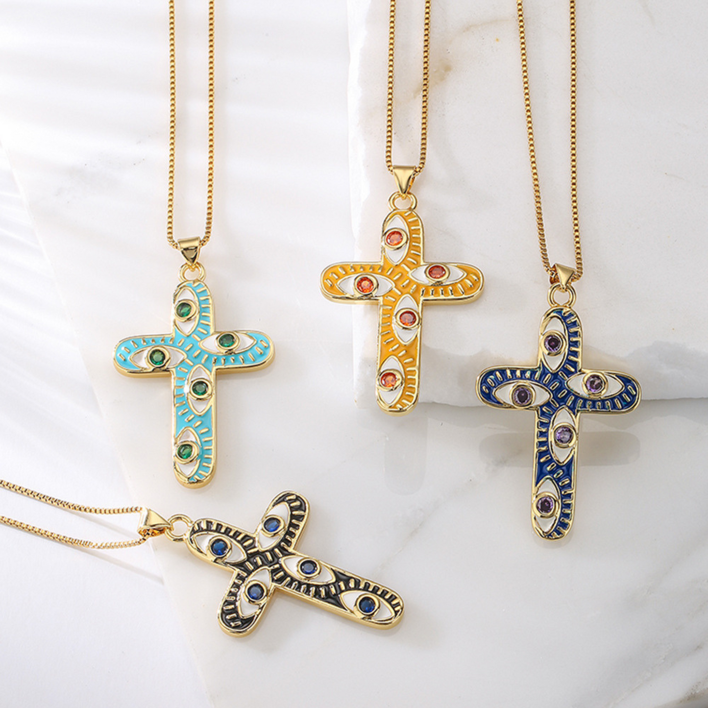 Colorful Cross Pendant Necklace for Women