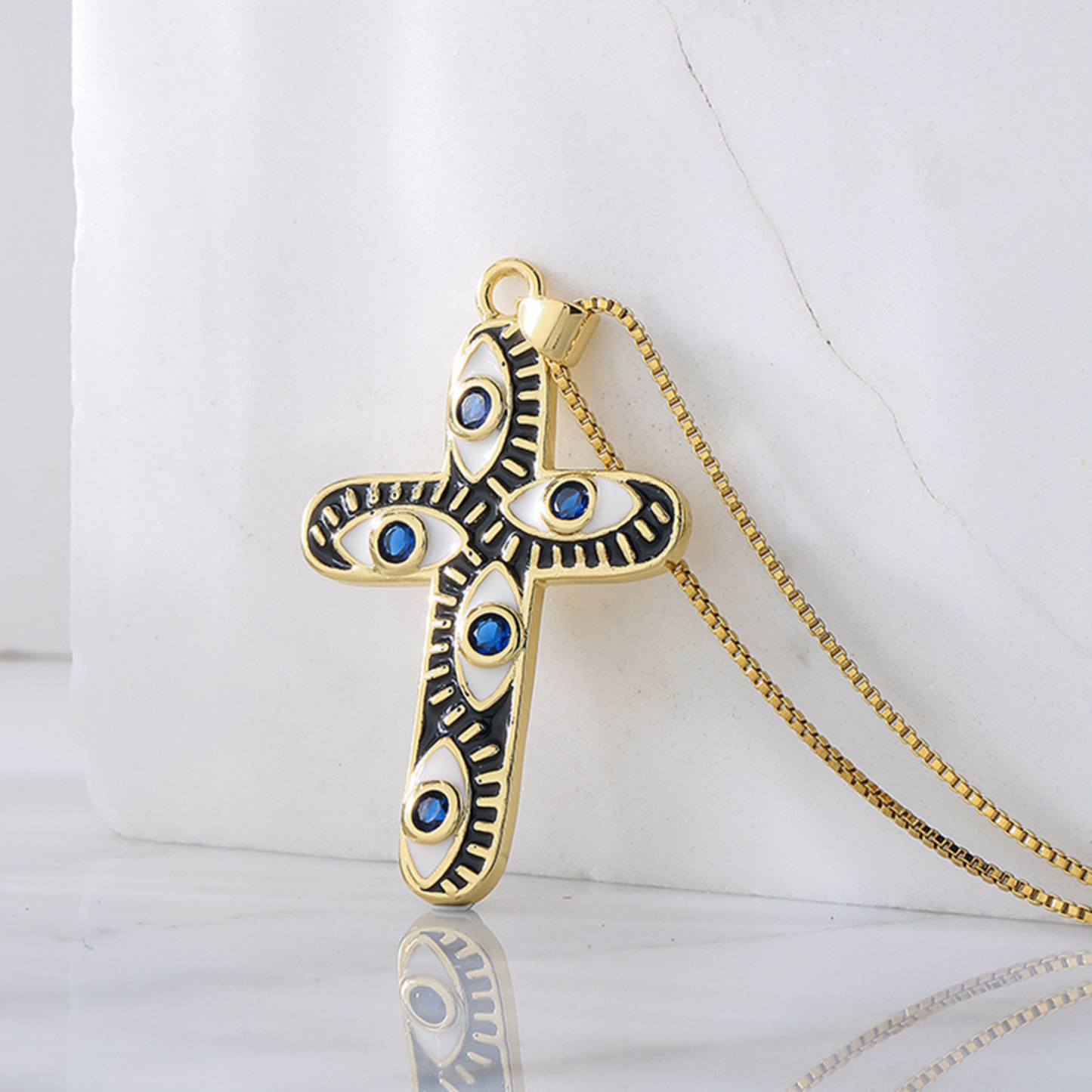 Colorful Cross Pendant Necklace for Women