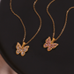 Vintage Pink Butterfly Pendant Necklace for Women