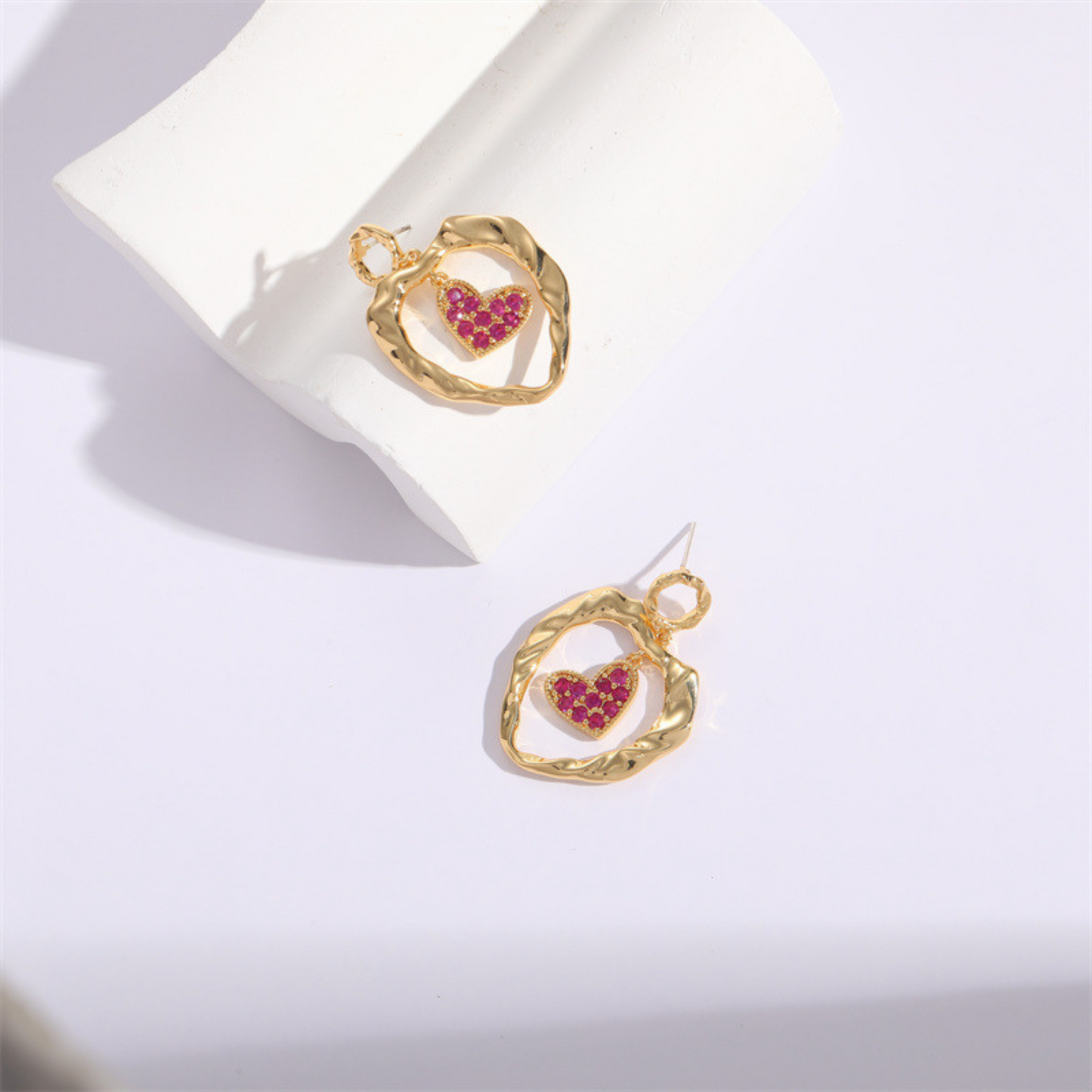 Unique Gold Heart Hoop Earrings for Women