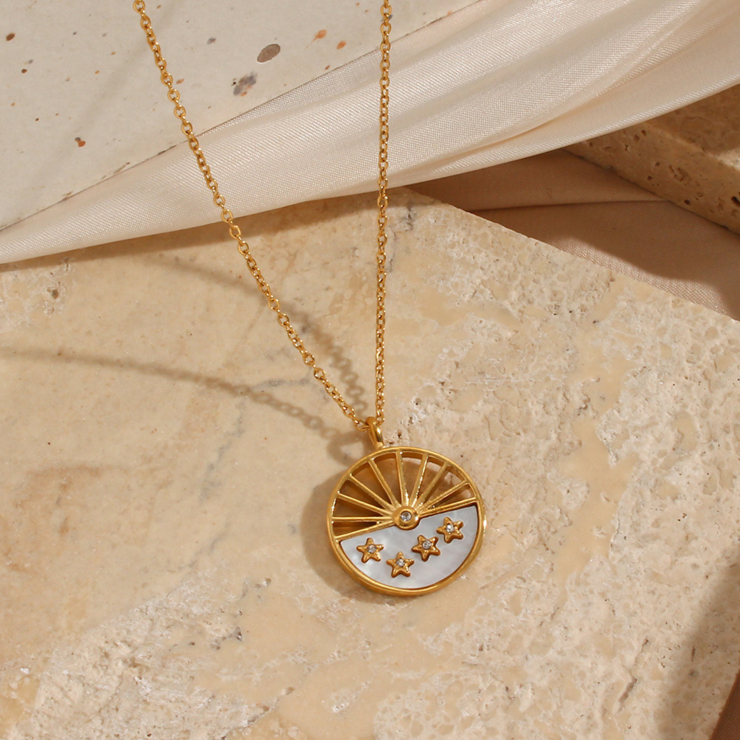 Minimalist Celestial Coin Pendant Necklace for Women