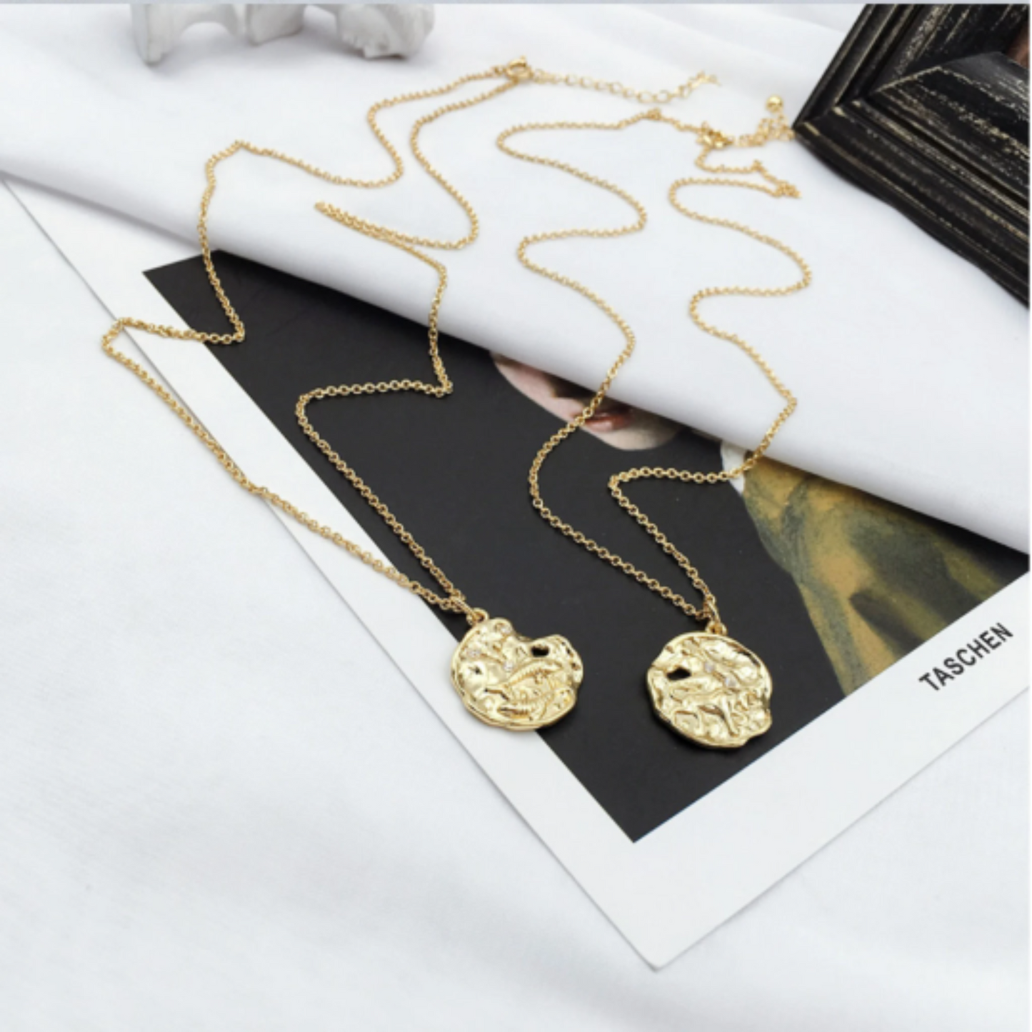 Gold sculpted Zodiac Pendant Necklace for Women
