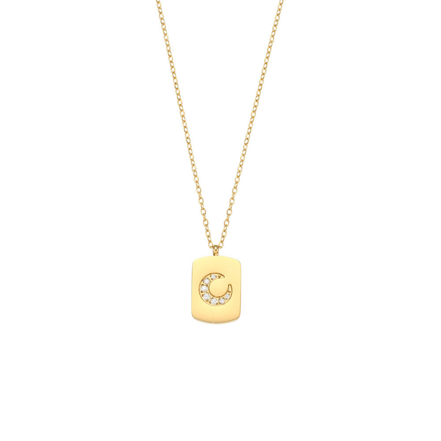 Minimalist Moon Zircon Pendant Necklace for Women