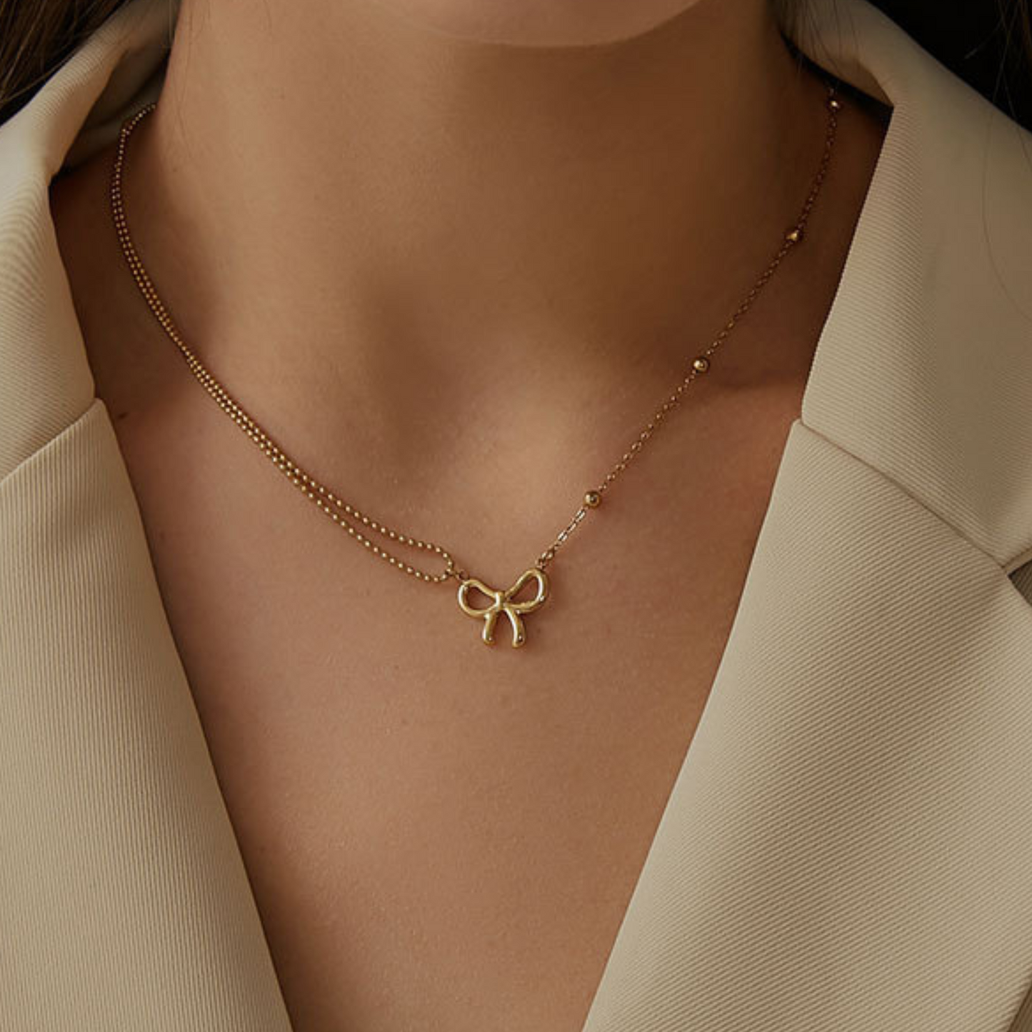 Minimalist Gold Chain Butterfly Pendant Necklace for Women