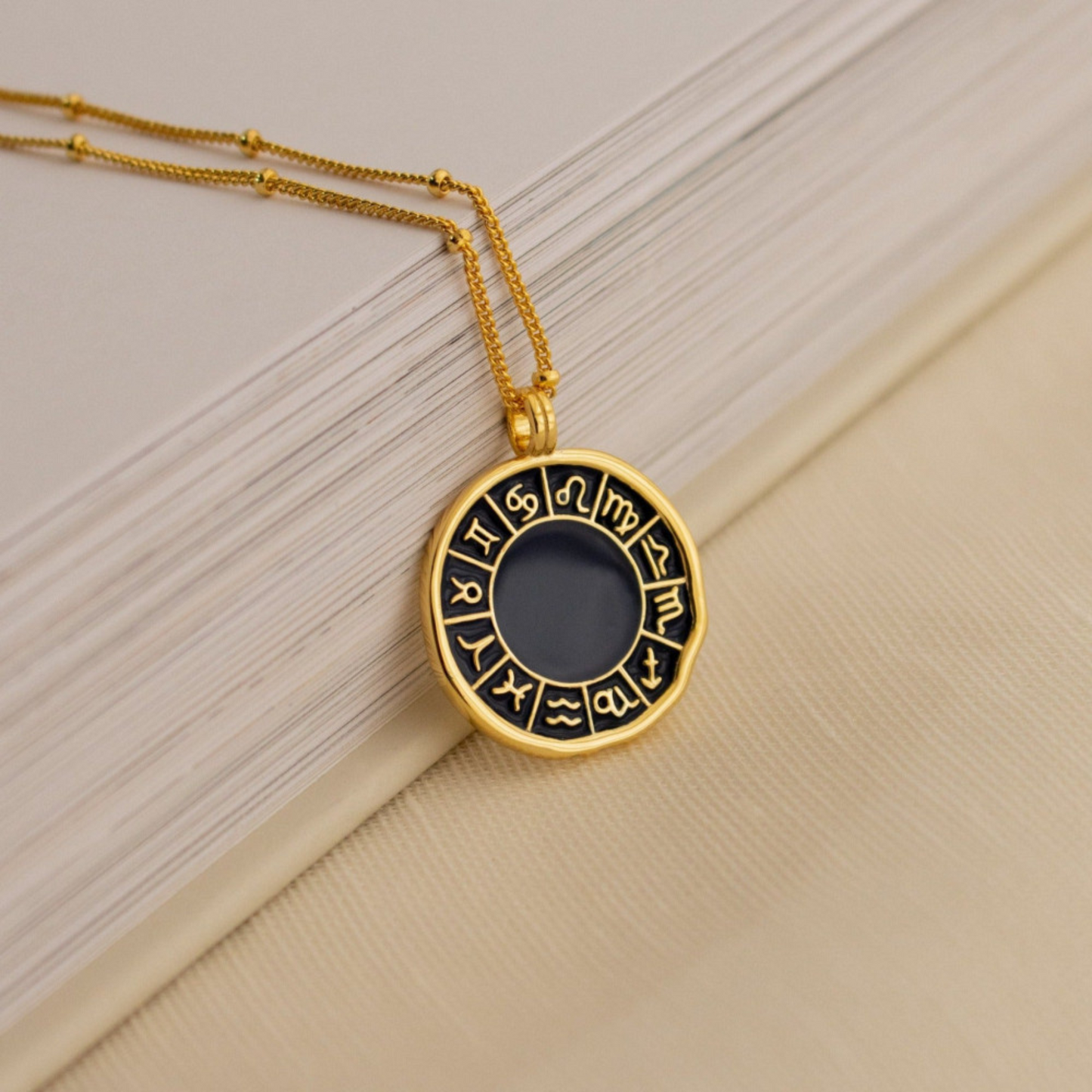 Vintage Gold Zodiac Coin Necklace for Women