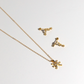 Gold Zircon Zodiac Sign Necklace and Earrings Set for Women