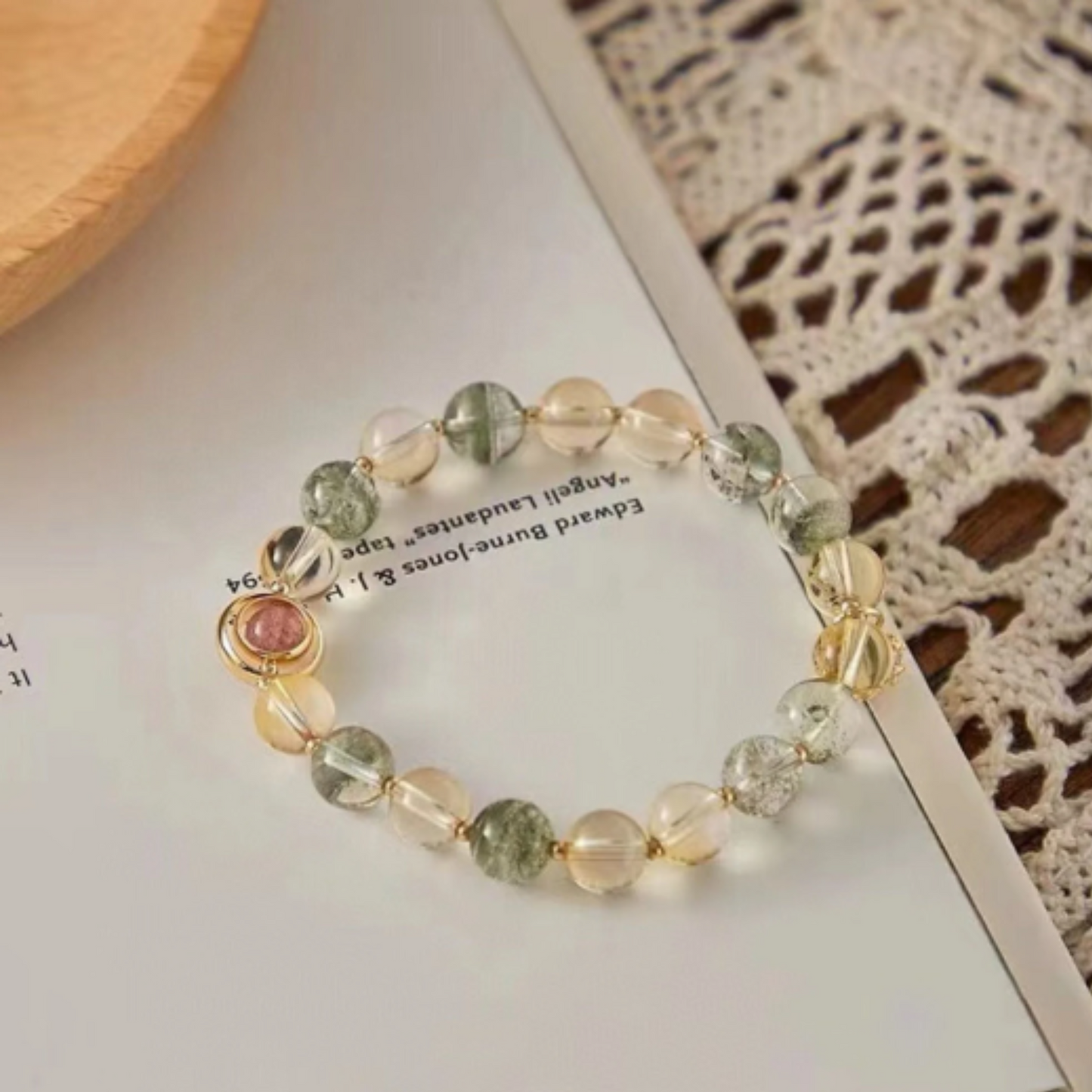 Natural Yellow Crystal Beaded Bracelet for Women