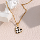 Statement Black and White Checkered Pendant Necklace for Women