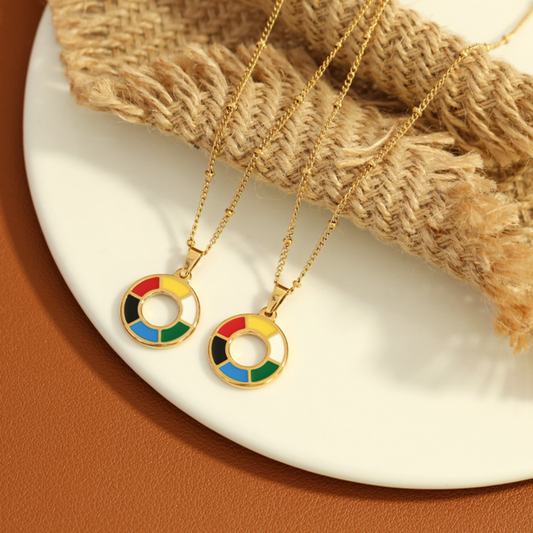 Statement Colorful Circle Pendant Necklace for Women
