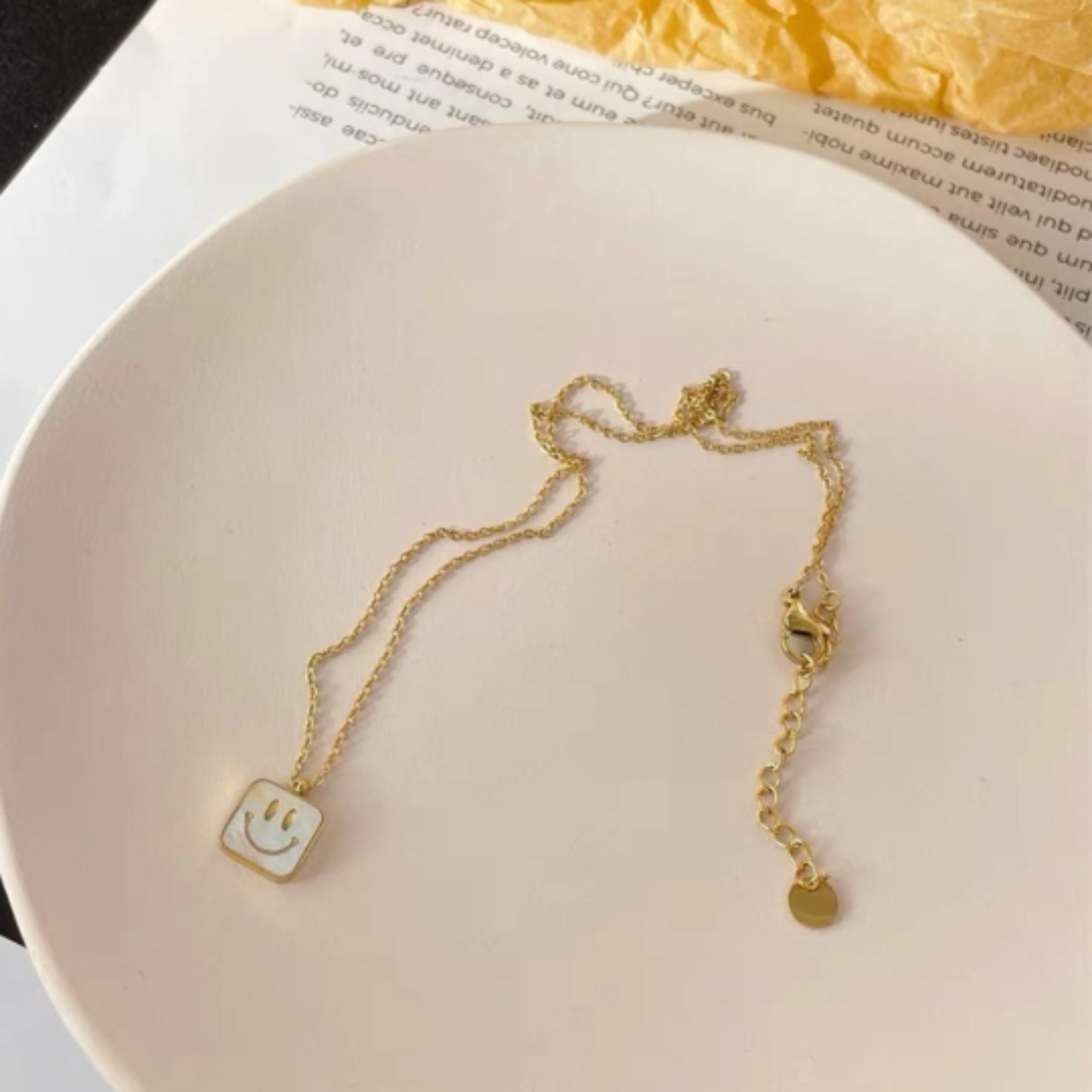 Gold Smile Face Pendant Necklace for Women