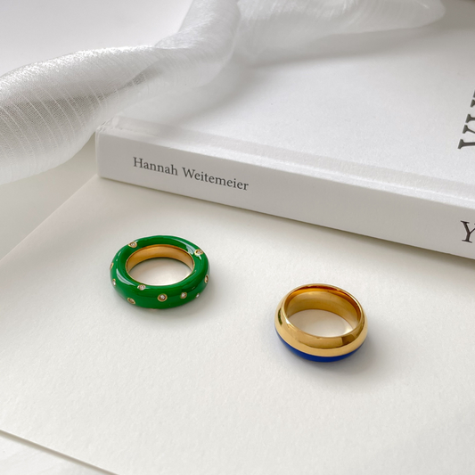 Minimalist Green Ring for Women