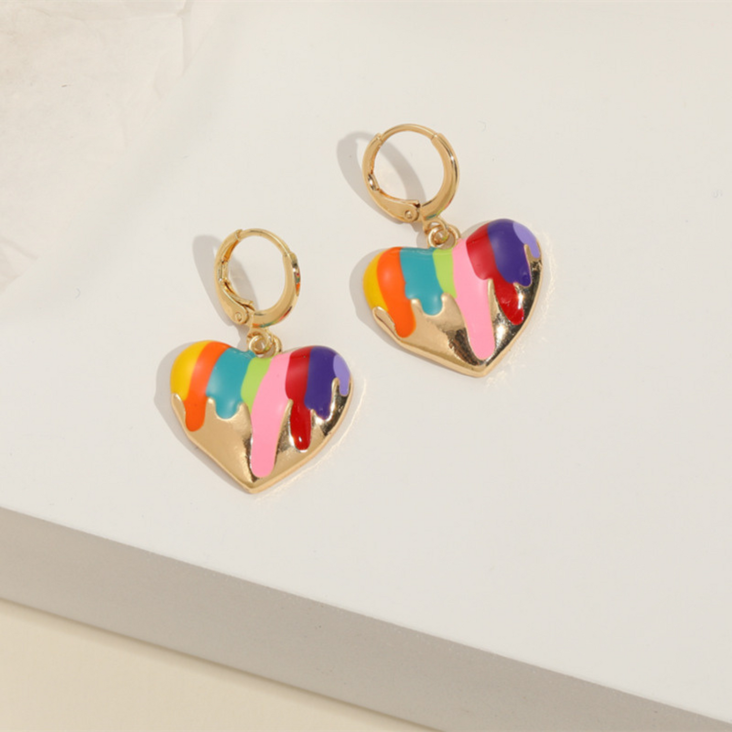 Colorful Heart Drop Earrings for Women